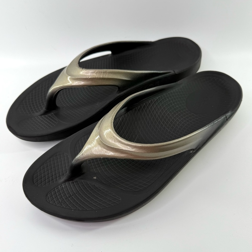 OOFOS OOLALA Luxe Thong Flip Flop Sandals Latte 42/US 11 - Picture 2 of 14